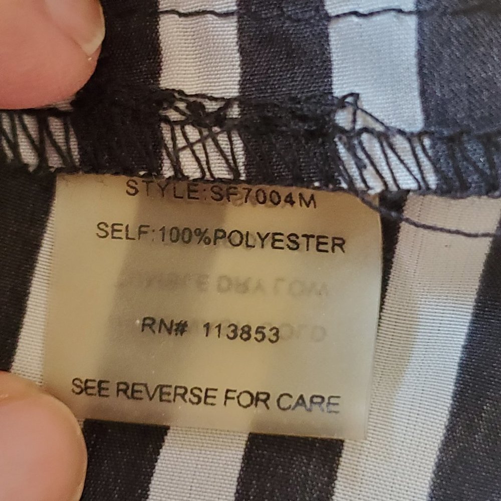 41 Hawthorn Black and White Striped Tabbed sleeve Blouse Size S - Picture 6 of 7